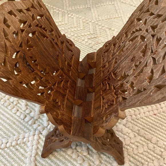 Vintage Handcarved Wood Book Rack - Picture 2 of 6